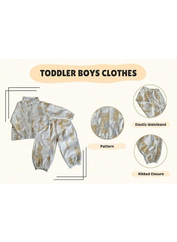 MINIIMODZ Baby Boys 2 Pcs Pants Set Cute Paper Print Casual Long Sleeve Sweatshirt with Co ord Pant, Best for Gifting - Image 4